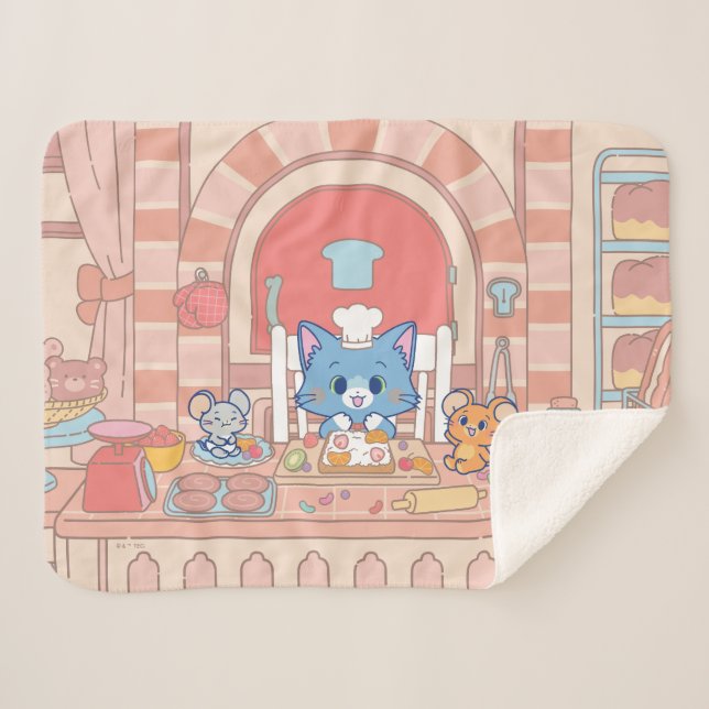 Anime Tom, Jerry, and Tuffy Bakery Sherpa Blanket (Front (Horizontal))