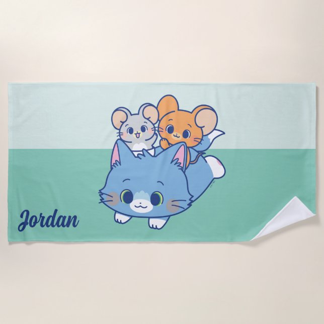 Anime Tom, Jerry, and Tuffy Beach Towel (Front)