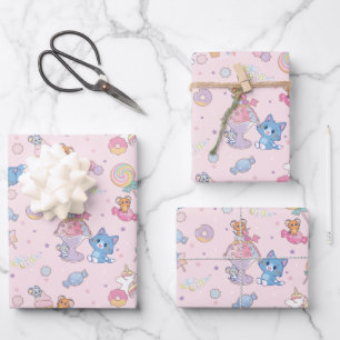 Anime Tom, Jerry, and Tuffy Candyland Pattern Wrapping Paper Sheet