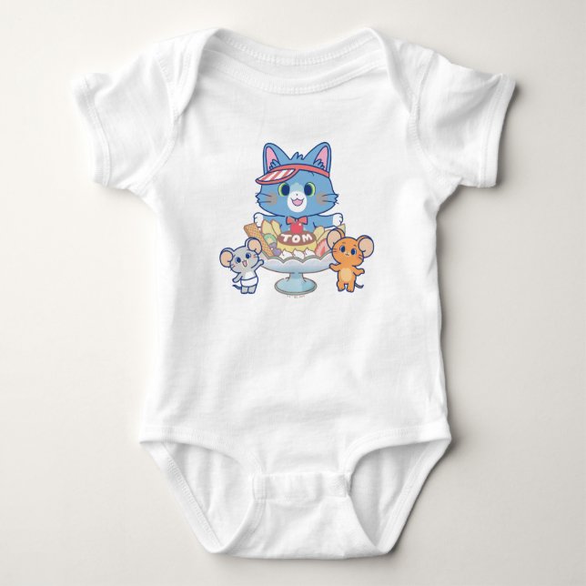 Anime Tom, Jerry, and Tuffy Dessert Parlour Baby Bodysuit (Front)