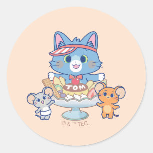Anime Tom, Jerry, and Tuffy Dessert Parlour Classic Round Sticker