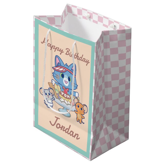 Anime Tom, Jerry, and Tuffy Dessert Parlour Medium Gift Bag (Front Angled)