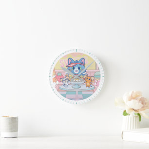 Anime Tom, Jerry, and Tuffy Dessert Parlour Round Clock
