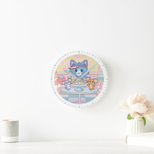 Anime Tom, Jerry, and Tuffy Dessert Parlour Round Clock (Home)