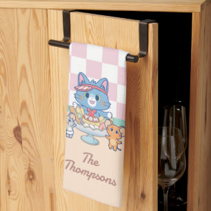 Anime Tom, Jerry, and Tuffy Dessert Parlour Tea Towel