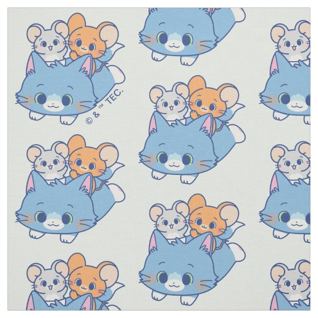Anime Tom, Jerry, and Tuffy Fabric (Swatch)