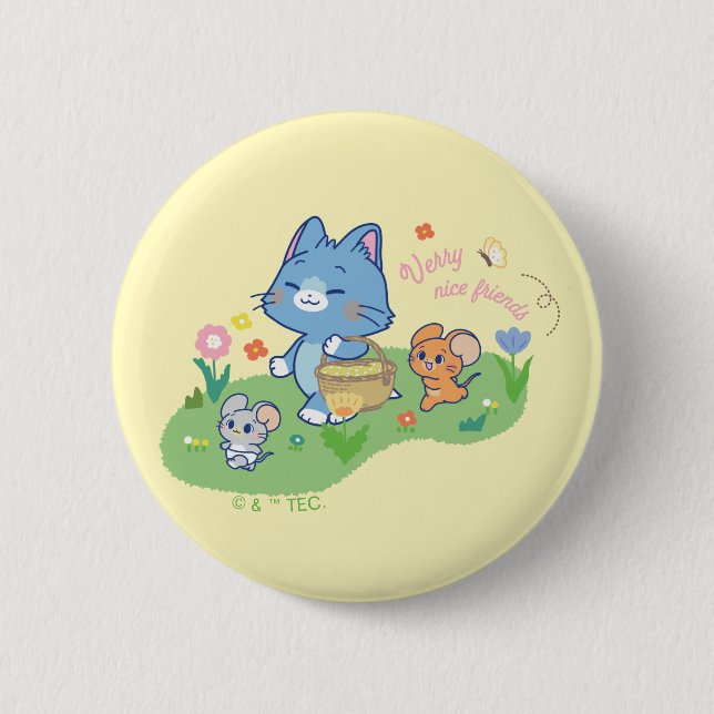 Anime Tom, Jerry, and Tuffy Picnic 6 Cm Round Badge (Front)