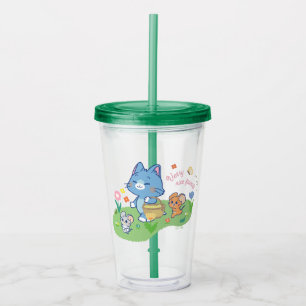 Anime Tom, Jerry, and Tuffy Picnic Acrylic Tumbler
