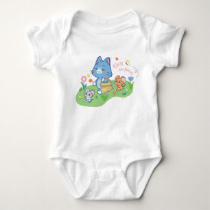 Anime Tom, Jerry, and Tuffy Picnic Baby Bodysuit