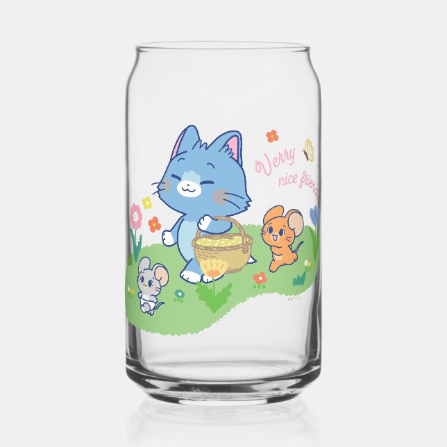 Anime Tom, Jerry, and Tuffy Picnic Can Glass (Front)
