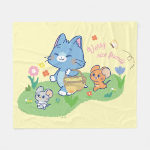 Anime Tom, Jerry, and Tuffy Picnic Fleece Blanket