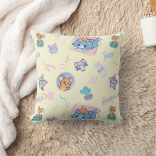 Anime Tom, Jerry, and Tuffy Playtime Pattern Cushion