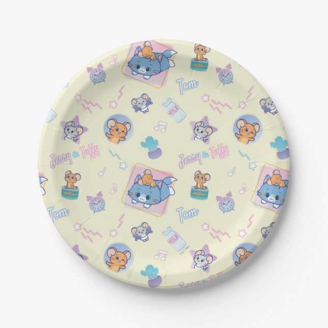 Anime Tom, Jerry, and Tuffy Playtime Pattern Paper Plate (Front)