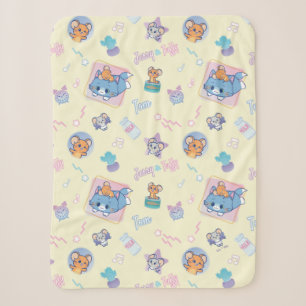 Anime Tom, Jerry, and Tuffy Playtime Pattern Sherpa Blanket