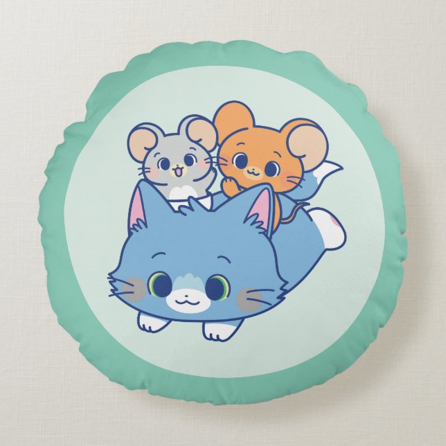 Anime Tom, Jerry, and Tuffy Round Cushion (Front)