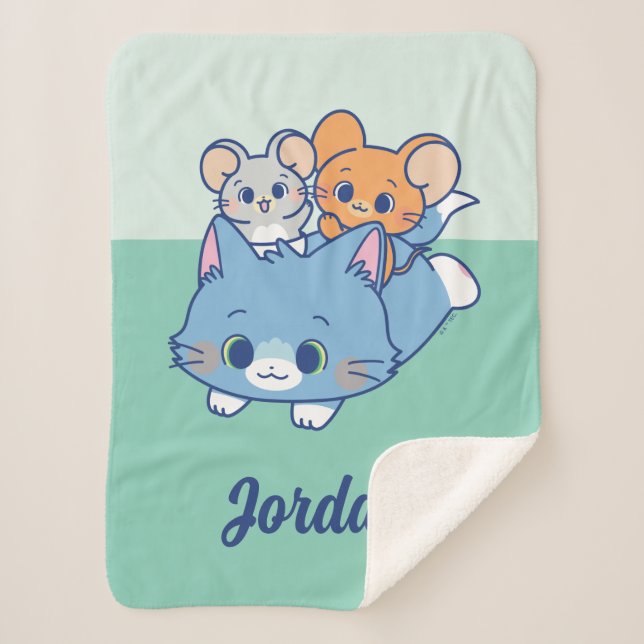 Anime Tom, Jerry, and Tuffy Sherpa Blanket (Front)