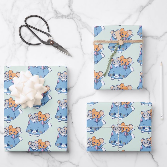 Anime Tom, Jerry, and Tuffy Wrapping Paper Sheet (Front)