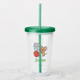 Anime Tuffy and Jerry Apple Rolling Acrylic Tumbler