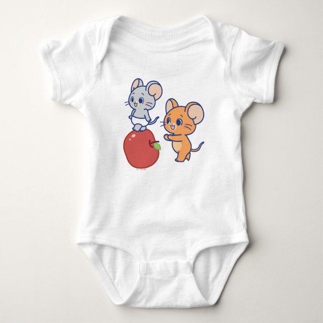 Anime Tuffy and Jerry Apple Rolling Baby Bodysuit (Front)
