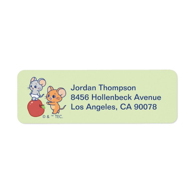Anime Tuffy and Jerry Apple Rolling Return Address Label (Front)
