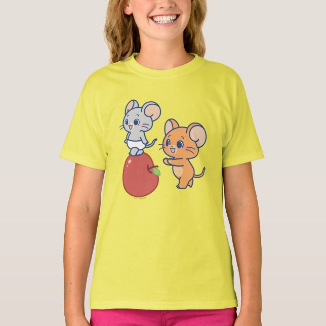Anime Tuffy and Jerry Apple Rolling T-Shirt (Front)