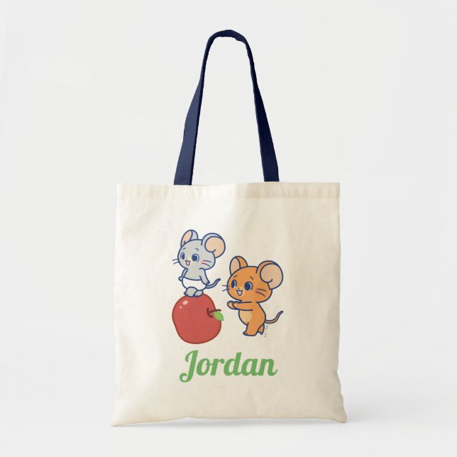 Anime Tuffy and Jerry Apple Rolling Tote Bag (Front)