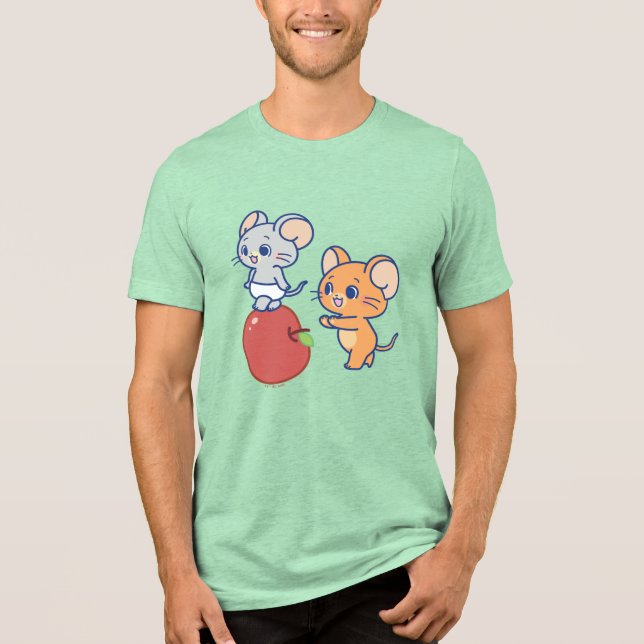 Anime Tuffy and Jerry Apple Rolling Tri-Blend Shirt (Front)