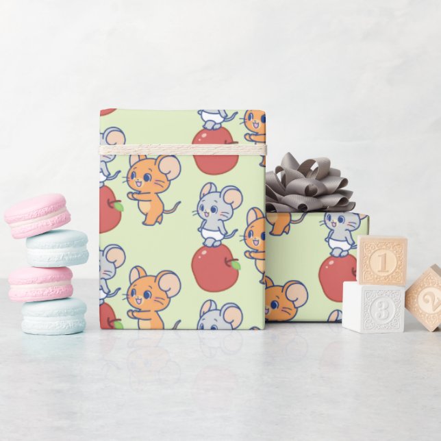 Anime Tuffy and Jerry Apple Rolling Wrapping Paper (Baby Shower)