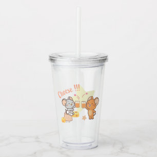 Anime Tuffy and Jerry Cheers to Cheese Acrylic Tumbler