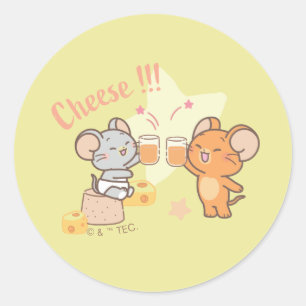 Anime Tuffy and Jerry Cheers to Cheese Classic Round Sticker