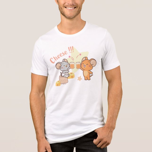 Anime Tuffy and Jerry Cheers to Cheese Tri-Blend Shirt (Front)