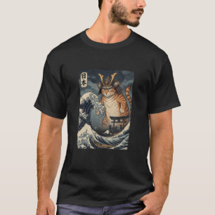 Anime Ukiyo-e Japanese Vintage Warrior Samurai Cat T-Shirt