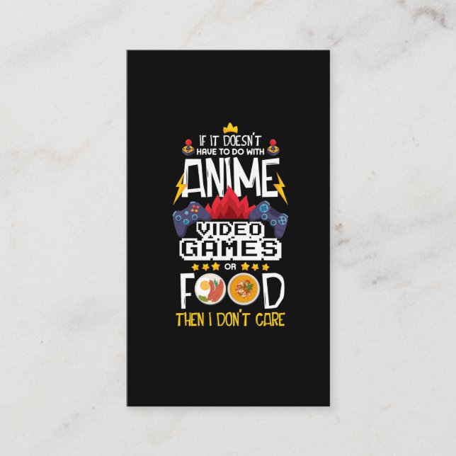 Anime Video Game Food Gamer Nerd Gaming Controller Business Card (Front)