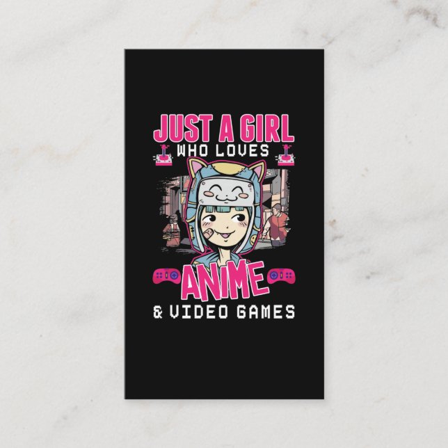 Anime Video Games Girl Otaku Teen Japanese Gaming Business Card (Front)