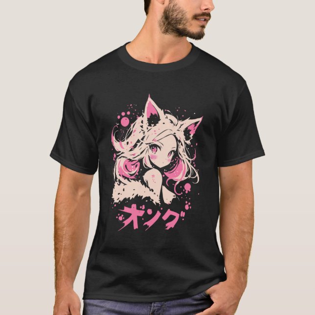 Anime Waifu Cute Anime manga Cat Girl Sweet Retro  T-Shirt (Front)
