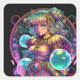 Anime Warrior Ready to Fight Square Sticker