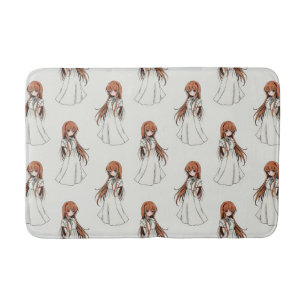 Anime Weeb Girl Manga Pattern Design  Bath Mat