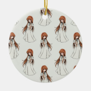Anime Weeb Girl Manga Pattern Design Ceramic Ornament