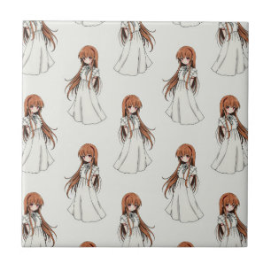Anime Weeb Girl Manga Pattern Design  Ceramic Tile