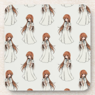 Anime Weeb Girl Manga Pattern Design Coaster