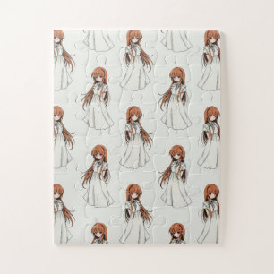 Anime Weeb Girl Manga Pattern Design Jigsaw Puzzle