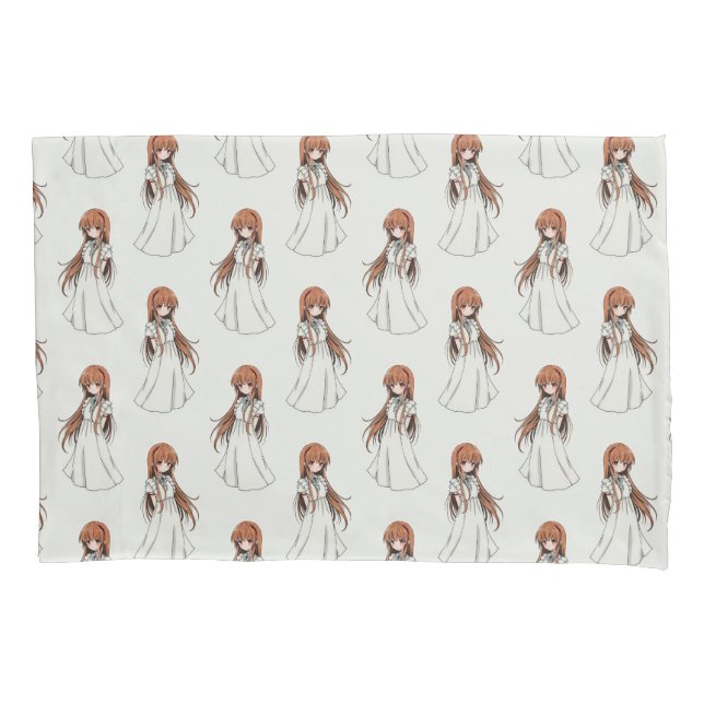 Anime Weeb Girl Manga Pattern Design  Pillowcase (Front)