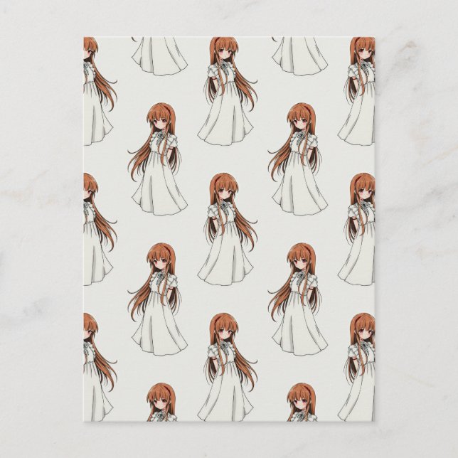 Anime Weeb Girl Manga Pattern Design  Postcard (Front)