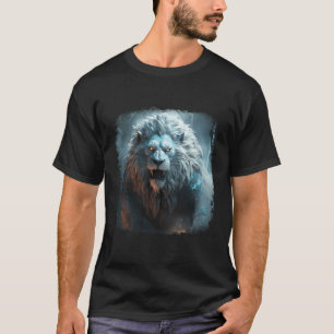 Anime White Lion Roaring Growling Charging Portrai T-Shirt