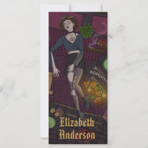 Anime Witch Black Pink Teen Girl Cartoon Bookmark