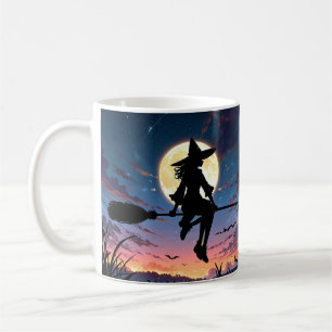 Anime Witch on Broom Mug – Spooky Halloween