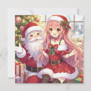 Anime with santa christmas Personalize Custom Holiday Card