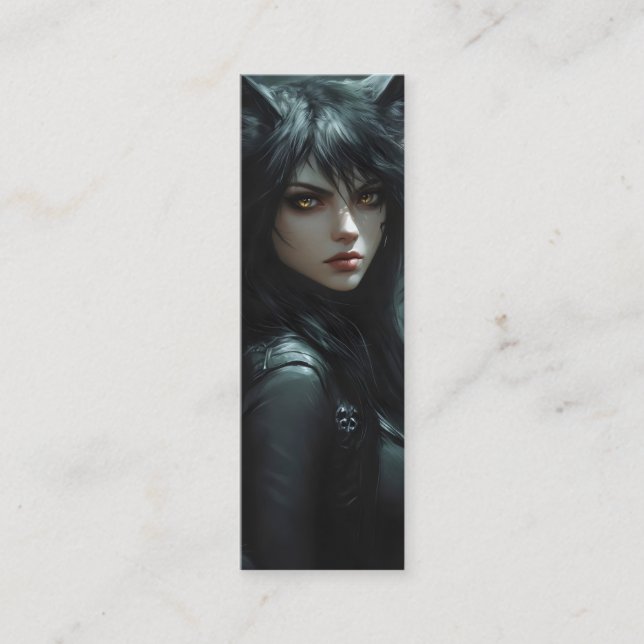 Anime Wolf Girl Mini Business Card (Front)