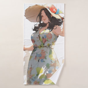 Anime Woman Plus Size Bath Towel