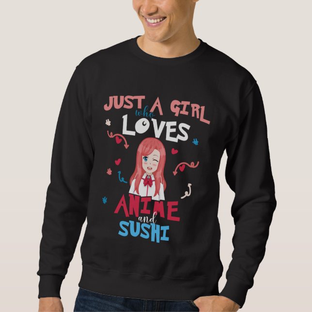 Anime Women Teen Girl Who Loves Sushi Sweatshirt (Front)